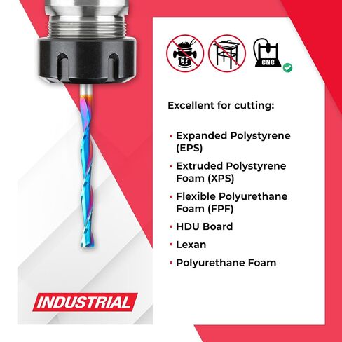 Amana Tool Spektra Extreme Tool Life Solid Carbide CNC Up-Cut Spiral Foam Cutting Router Bit, 46272-K, 1/4 D x 2-1/4 CH x 1/4 SHK x 4 Inch Long in Kuwait