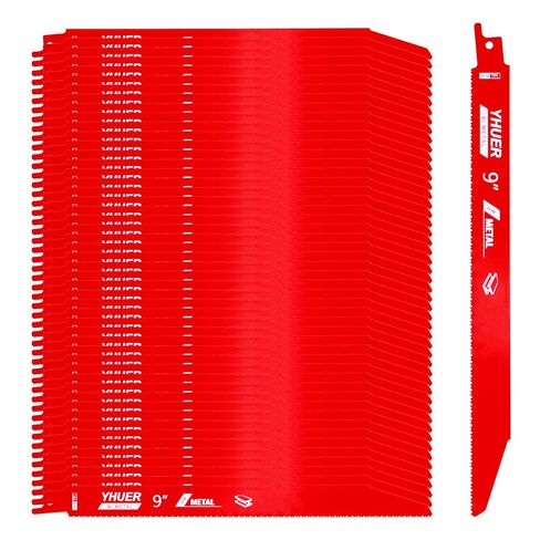 25 Pack 9 Inch 14/18 TPI Bi-Metal Reciprocating Saw Blades with Organizer | for Metal Steel Cutting Automobile Dismantling, Non-Stick Coated Carbide Alloy Steel for 1/16"-5/16" Medium Metals in Kuwait