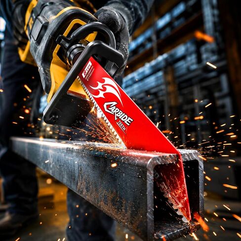 GRENPRO 3PCS Carbide Reciprocating Saw Blades, 6-Inch 8TPI Bi-Metal | for Thick Metal/Cast Iron/Alloy Steel Cutting, Non-Stick Coated Endurance Blade for Reciprocating Saws in Kuwait