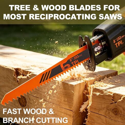 10-Piece Reciprocating Saw Blades, 6 & 8 Inch Wood & Metal Cutting | High Carbon Steel Universal Sawzall Blades for Tree Pruning, Wood, Metal & Pipe Cutting, Perfect for Garden Work and Repairs in Kuwait
