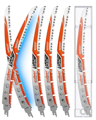 15 Inch Reciprocating Saw Blades, 5 Pack, 6TPI Japanese Teeth Arc Edge CR-V Steel Pruning Saw Blades for Tree Trimming and Wood Cutting, with Storage Case in Kuwait