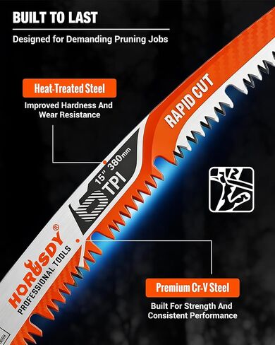 15 Inch Reciprocating Saw Blades, 5 Pack, 6TPI Japanese Teeth Arc Edge CR-V Steel Pruning Saw Blades for Tree Trimming and Wood Cutting, with Storage Case in Kuwait