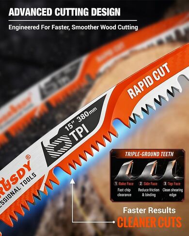 15 Inch Reciprocating Saw Blades, 5 Pack, 6TPI Japanese Teeth Arc Edge CR-V Steel Pruning Saw Blades for Tree Trimming and Wood Cutting, with Storage Case in Kuwait