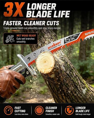 15 Inch Reciprocating Saw Blades, 5 Pack, 6TPI Japanese Teeth Arc Edge CR-V Steel Pruning Saw Blades for Tree Trimming and Wood Cutting, with Storage Case in Kuwait