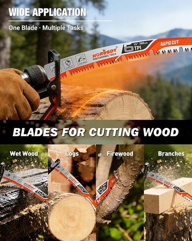 15 Inch Reciprocating Saw Blades, 5 Pack, 6TPI Japanese Teeth Arc Edge CR-V Steel Pruning Saw Blades for Tree Trimming and Wood Cutting, with Storage Case in Kuwait