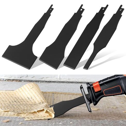 4pcs Reciprocating Saw Scraper Blade, High Carbon Steel Blades for Flooring, Paint & Glue Removal (10/30/50/100mm), Compatible with Most Saber Saws, Rustproof & Durable‌ in Kuwait