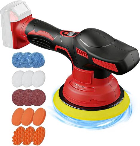 Cordless Buffer Polisher Kit For Milwaukee 18V LI-ION Battery (Battery Not Include), 6 Inch Portable Orbital Buffer Polisher with 15pcs Polishing Accessories, 8 Variable Speed for Car Polishing/Waxing in Kuwait
