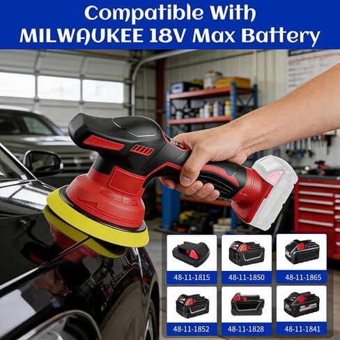 Cordless Buffer Polisher Kit For Milwaukee 18V LI-ION Battery (Battery Not Include), 6 Inch Portable Orbital Buffer Polisher with 15pcs Polishing Accessories, 8 Variable Speed for Car Polishing/Waxing in Kuwait