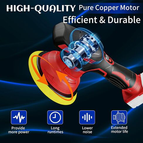 Cordless Buffer Polisher Kit For Milwaukee 18V LI-ION Battery (Battery Not Include), 6 Inch Portable Orbital Buffer Polisher with 15pcs Polishing Accessories, 8 Variable Speed for Car Polishing/Waxing in Kuwait