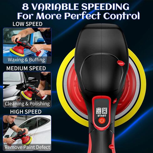 Cordless Buffer Polisher Kit For Milwaukee 18V LI-ION Battery (Battery Not Include), 6 Inch Portable Orbital Buffer Polisher with 15pcs Polishing Accessories, 8 Variable Speed for Car Polishing/Waxing in Kuwait