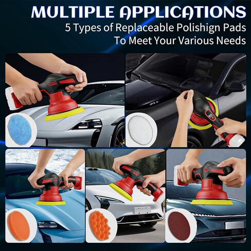 Cordless Buffer Polisher Kit For Milwaukee 18V LI-ION Battery (Battery Not Include), 6 Inch Portable Orbital Buffer Polisher with 15pcs Polishing Accessories, 8 Variable Speed for Car Polishing/Waxing in Kuwait