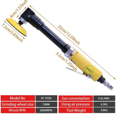AT-7039L Extended Track Air Polisher, Handheld Pneumatic Grinder 20,000 RPM in Kuwait