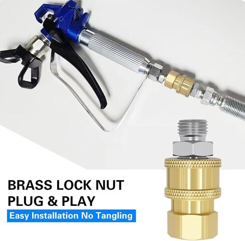 Airless Paint Sprayer Quick Connect Coupler 2-Pack, 1/4 Inch Stainless Steel or Brass Adapter, High Pressure Leak-Free Connector for Spray Gun Hose (Brass Finish) in Kuwait