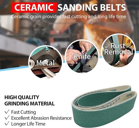 2 x 36 Inch Ceramic Sanding Belts, 6 Pack | 60/80/120/180/240/400 Grit, for Knife Making, Rust Removal in Kuwait