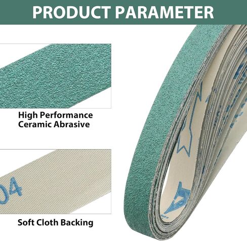 2 x 36 Inch Ceramic Sanding Belts, 6 Pack | 60/80/120/180/240/400 Grit, for Knife Making, Rust Removal in Kuwait