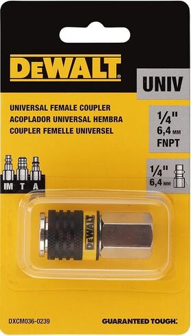 DEWALT 1/4" FNPT Female Universal Air Coupler with 6-Ball Quick Connect: Fits Industrial, Automotive, and ARO Plugs, 300 Max PSI in Kuwait