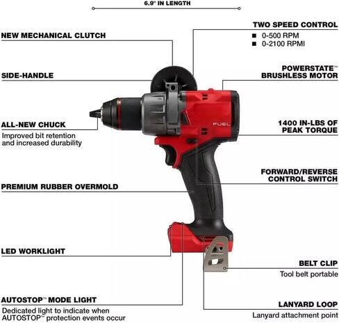 Generic For Milwaukee 2904-20 M18 FUEL 18V 1/2"" Cordless Hammer Drill/Driver - Bare Tool in Kuwait