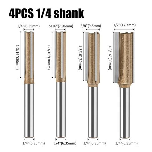 3-Flute Straight Router Bit Set 1/2" Shank 4-Piece in Kuwait