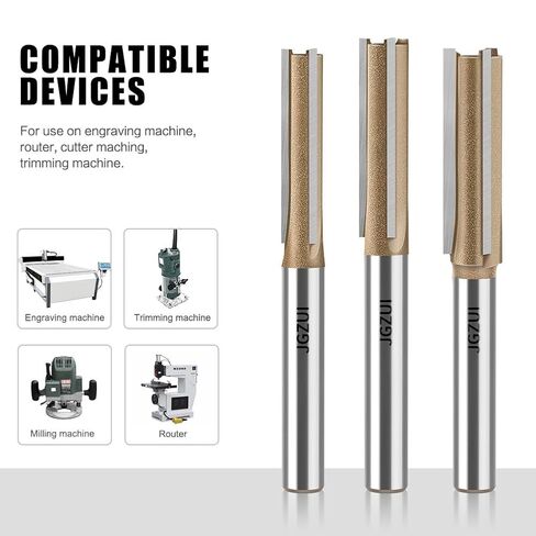3-Flute Straight Router Bit Set 1/2" Shank 4-Piece in Kuwait