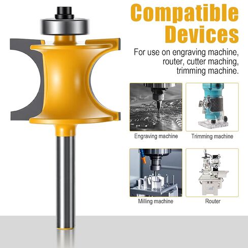 5 PCS Bullnose Router Bit Set 1/4-Inch Shank Half Round Bearing Bullnose | Woodworking Cutter 1/8" 3/16" 1/4" 5/16" 3/8" - Carbide Bearing Half Round Edge Router Bits for Door Table Cabinet Shelve in Kuwait