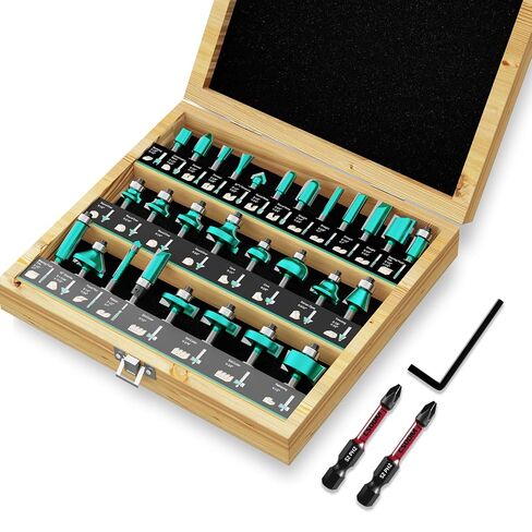 CSOOM 20PCS Router Bits , 1/4"Woodwork Tools，Professional Carbide Milling Cutter Set , Ideal for Woodworking Project in Kuwait