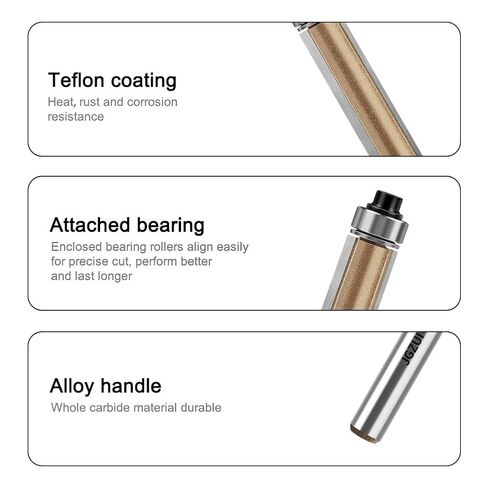 2-Degree Spiral Flush Trim Router Bit 1/4" Shank 1/4" C3 Carbide in Kuwait
