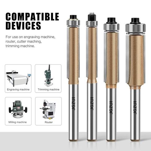 2-Degree Spiral Flush Trim Router Bit 1/4" Shank 1/4" C3 Carbide in Kuwait