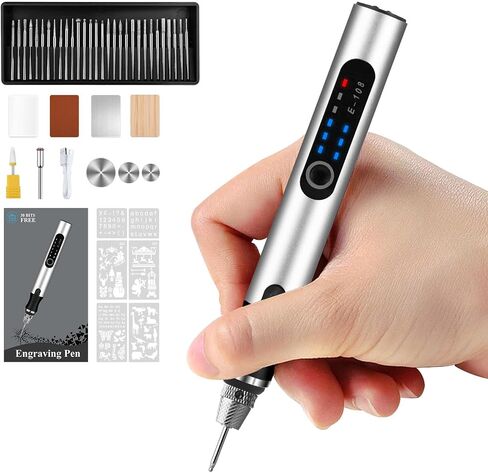 Cordless Rotary Tool, Mini Electric Engraving Pen, 34 Bits & 3-Speed Adjust, Practice Materialse & Stencil, Rotary Tool for 60+ Surfaces Cordless Engraver Pen for Artists & DIY in Kuwait
