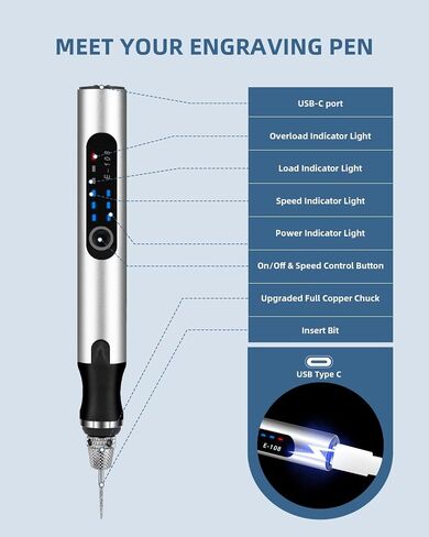 Cordless Rotary Tool, Mini Electric Engraving Pen, 34 Bits & 3-Speed Adjust, Practice Materialse & Stencil, Rotary Tool for 60+ Surfaces Cordless Engraver Pen for Artists & DIY in Kuwait