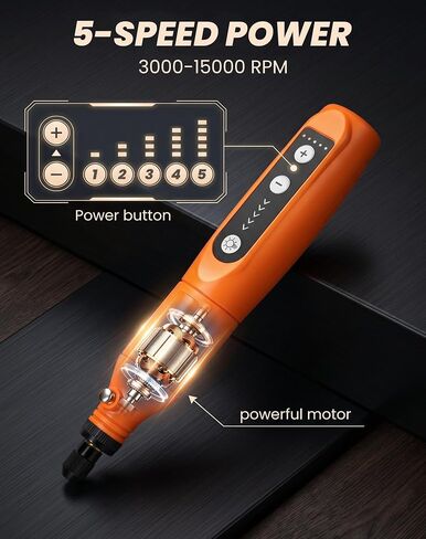 Mini Cordless Rotary Tool, 5-Speed Power Rotary Tool Kit with 68 Accessories, Small 3.7V Power Rotary Tools for Home DIY Crafts Engraving, Sanding, Polishing, Drilling, Grinding in Kuwait