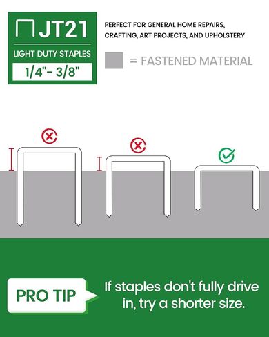 meite JT21 Staples, Assorted 3 Sizes (1/4", 5/16", 3/8") Fine Wire Staples for Staple Gun - Galvanized 7/16" Crown JT21 Staple Refill, Ideal for Upholstery, Crafts, Furniture, 2,400 Counts in Kuwait