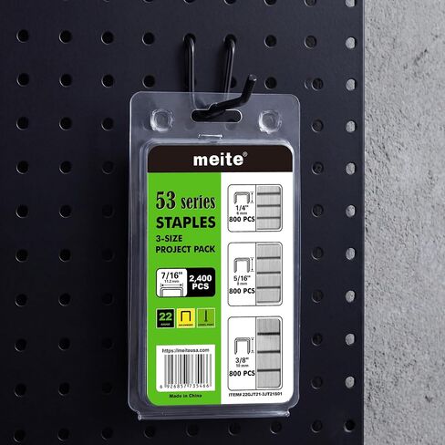 meite JT21 Staples, Assorted 3 Sizes (1/4", 5/16", 3/8") Fine Wire Staples for Staple Gun - Galvanized 7/16" Crown JT21 Staple Refill, Ideal for Upholstery, Crafts, Furniture, 2,400 Counts in Kuwait
