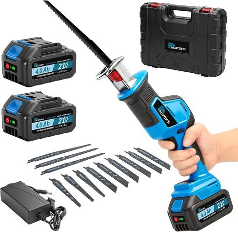 Cordless Reciprocating Saw,Electric Saw with 2 X 4.0Ah Batteries, Handheld Brushless Motor Saw Lightweight with Variable Speed 0-3500 SPM,12 Blades,Cordless Saw for Cutting Wood PVC Pipe in Kuwait