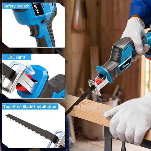 Cordless Reciprocating Saw,Electric Saw with 2 X 4.0Ah Batteries, Handheld Brushless Motor Saw Lightweight with Variable Speed 0-3500 SPM,12 Blades,Cordless Saw for Cutting Wood PVC Pipe in Kuwait