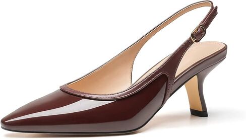 VICKI.VICKI Womens Slingback Kitten Heels Closed Pointed Toe Pumps Dressy Shoes in Kuwait