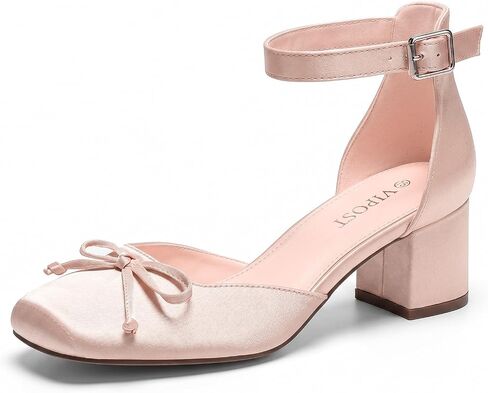 Vipost 2.3 Inch Ballet Heels for Women Square Toe Pumps Cute Ballerina Heel in Kuwait