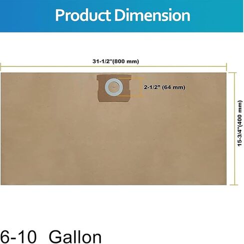 15 Pack DXVA19-4101 Vacuum Bags For DEWALT Shop Vac 6, 8, 9, 10 Gallon Wet/Dry, Replacement Disposable Filter Vacuum Bags for DeWalt DXV06P, DXV09P, DXV09PA, DXV10P, DXV10PL, DXV10S, DXV10SA, DXV10SB in Kuwait