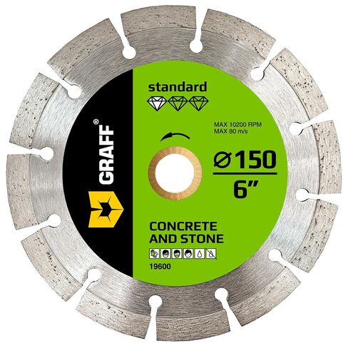 6 Inch Diamond Blade for Angle Grinder Arbor 7/8"-5/8" – Diamond Cutting Wheel for Stone, Marble, Granite, Brick, Masonry, Concrete – Diamond Saw Blades for Dry and Wet Cutting GRAFF in Kuwait