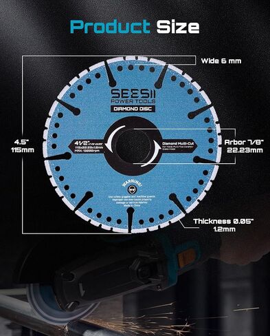 SEESII 4.5" Segmented Diamond Saw Blade 2 Pack – Cutting Discs 4 1/2 for Angle Grinder Fast Cutting of Porcelain Tile, Ceramic, Brick, and Masonry, Angle Grinder Disc with 7/8 Inch Arbor (115mm) in Kuwait