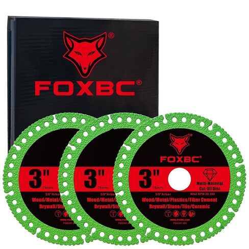 FOXBC 3 Inch Diamond Blades, Multi-Material Cut Off Wheel Disc - 3 Pack | 3/8" arbor, Cutting for Metal, Tile, Drywall, Fiber Cement, Plastic, Fiberglass in Kuwait