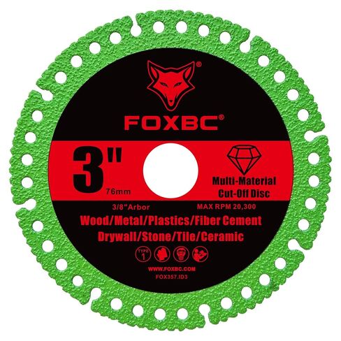 FOXBC 3 Inch Diamond Blades, Multi-Material Cut Off Wheel Disc - 3 Pack | 3/8" arbor, Cutting for Metal, Tile, Drywall, Fiber Cement, Plastic, Fiberglass in Kuwait