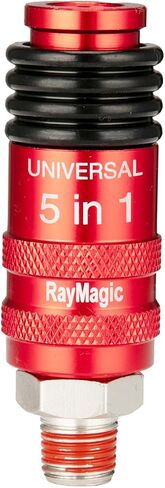 RayMagic Upgraded 5IN1 Universal Quick Industrial Connect Coupler, 1/4" Male NPT, Air Hose Fittings, 6-Balls Release Sleeve, 1/4" Body Size, Red(2-Piece) in Kuwait