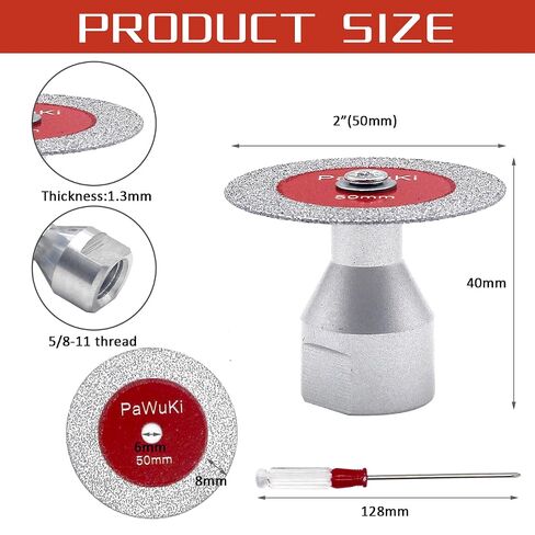 Mini Diamond Glass Cutting Disc - 5Pcs 2 Inch(50mm) Saw Blade and 1pc 5/8''-11 Flange for Glass Jade Marble Granite Artificial Stone Porcelain Tile Ceramic in Kuwait