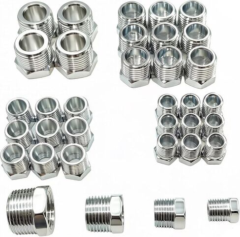 35PCS Reducer Bushing Set, 1/4" NPT to 1/8" NPT, 3/8" to 1/4", 1/2" to 3/8" & 3/4"x1/2" Steel Pipe Fittings, Thread Adapter for Air Hose, Pressure Washer, Plumbing in Kuwait