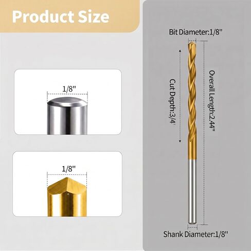 25 Pcs Drywall Cutting Bit, 1/8 Inch Spiral Rotary Cut Out Bits, Titanium Coated High Speed Steel Drywall Router Bits for Drywall and Gypsum Board Cutouts, Outlet Boxes, Wall Openings in Kuwait