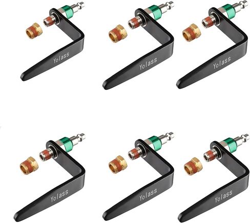Yolass Pneumatic tool hook,1/4" NPT and 360° Rotatable L Air Rafter Hooks are Lightweight,Quick and Easy to Install for Air Blow Guns,Pneumatic Nail Guns,with Brass Joints,6-Piece in Kuwait