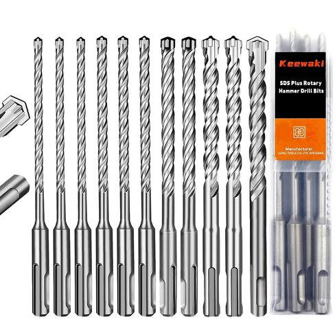 SDS Plus Rotary Hammer Drill Bit Set, 10-Pack 3/16"-1/2", Cross Carbide Tip Masonry Drill Bits for Concrete, Brick, Stone in Saudi Arabia