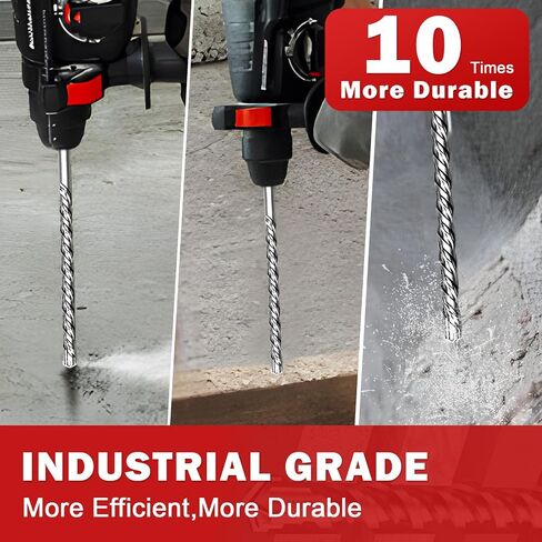 SDS Plus Rotary Hammer Drill Bit Set, 10-Pack 3/16"-1/2", Cross Carbide Tip Masonry Drill Bits for Concrete, Brick, Stone in Saudi Arabia