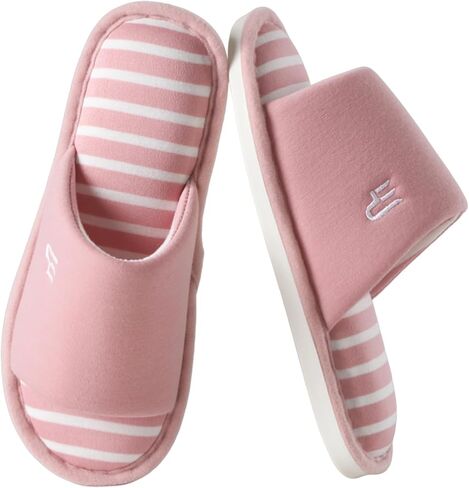 Womens Lightweight Memory Foam Slippers – Anti-Slip Wave Sole House Shoes, Breathable Cotton Indoor Outdoor Cozy Support Slippers in Kuwait