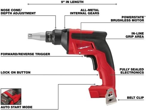 2866-20 Power Screw Guns for Milwaukee 18V M18 FUEL Brushless Cordless Drywall Screw Gun Red - Bare Tool in Kuwait